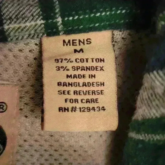 Green Plaid Flannel Shirt M Backpacker Outdoor Trail Shirt Rugged Forestcore - Picture 12 of 12